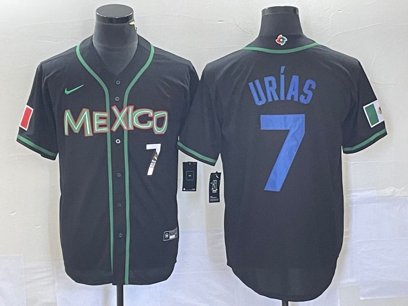 Men 2023 World Cub Mexico #7 Urias Black blue Nike MLB Jersey10->more jerseys->MLB Jersey